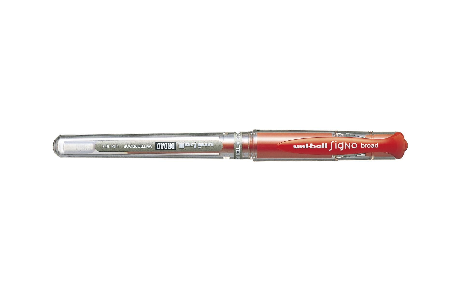 Uni-Ball Signo Broad Gelschreiber, Kappe – Rot, Spitze 1 mm, dokumentenecht, wasserfest, nachfüllbar