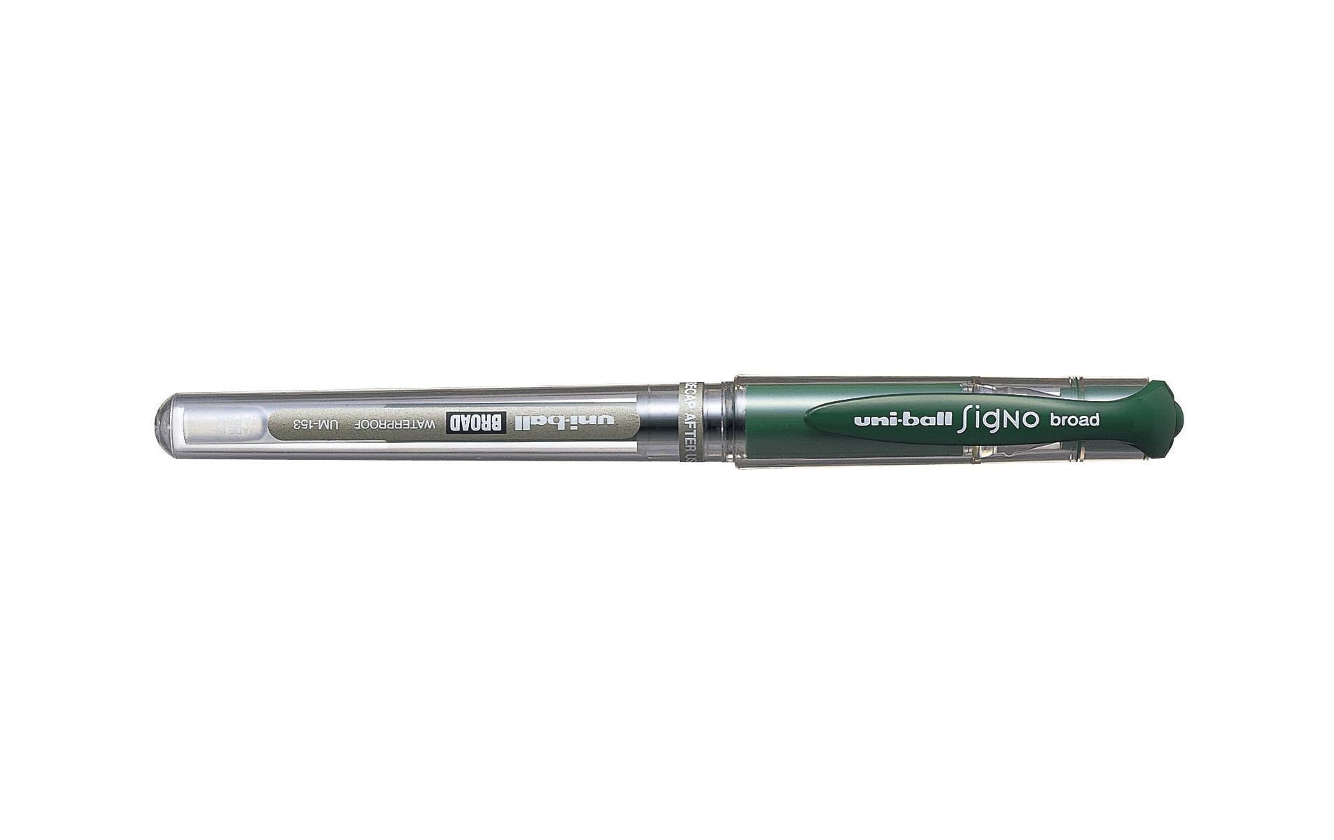 Uni-Ball Signo Broad Gelschreiber, Kappe – Grün, Spitze 1 mm, dokumentenecht, wasserfest, nachfüllbar