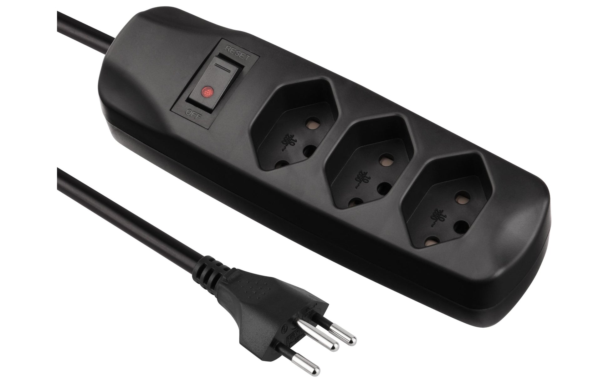 FURBER.power Steckdosenleiste – 3× T13, 1,5 m, mit Schalter, Kinderschutz, schwarz