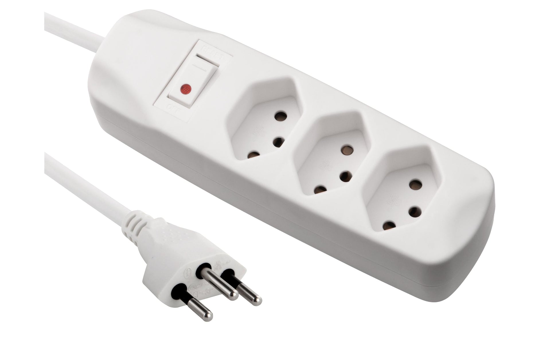 Furber. Standard Steckdosenleiste, 3×T13, mit Schalter, 1,5 m, Eingang T12 – Weiss