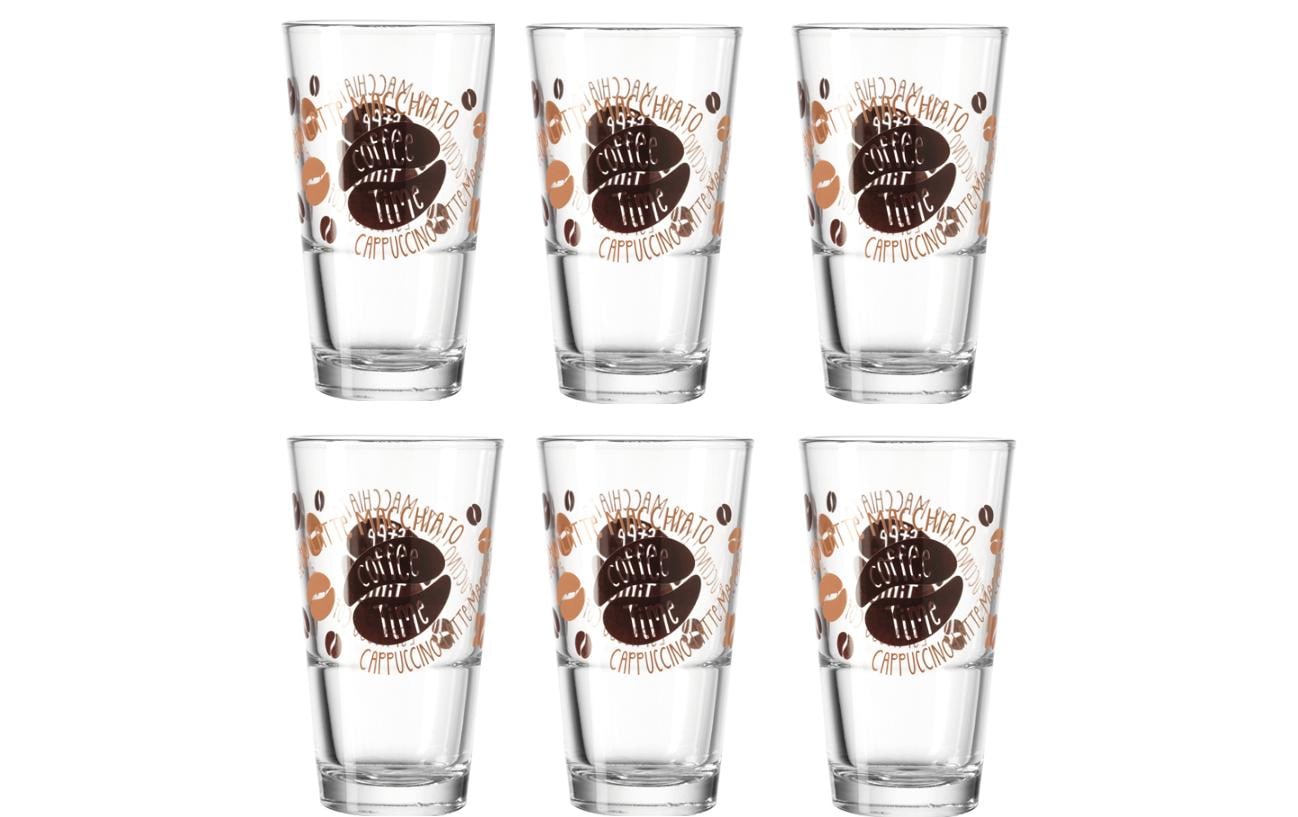 Montana Latte Macchiato Tasse Vinta – 6er Set, 330 ml, Ø 8,0 cm, H 14,0 cm, Kalk-Natron-Glas, spülmaschinenfest