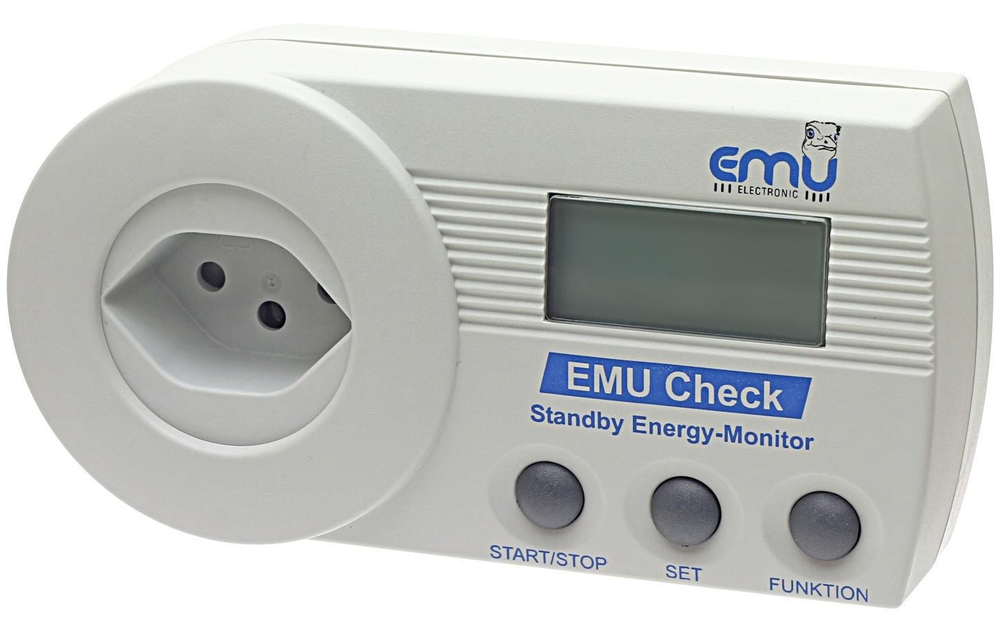 EMU Electronic Check – Energiemessgerät – 1‑phasig, Zwischenstecker, max. 16 A, für Typ I‑Steckdosen
