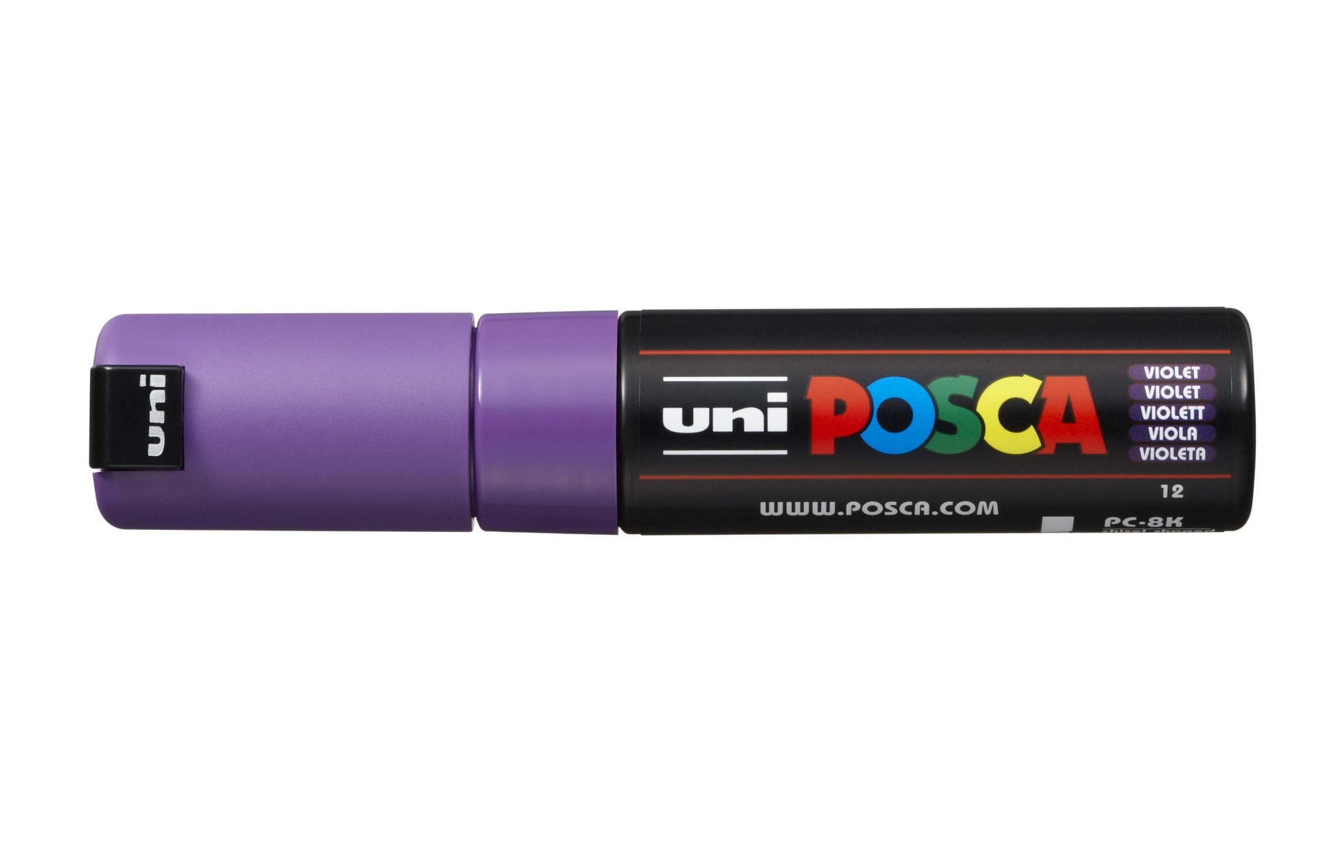 Uni-Ball POSCA Kreativ-/Pigmentmarker – Keilspitze 8 mm, violett, feucht abwischbar, deckend – für viele Oberflächen