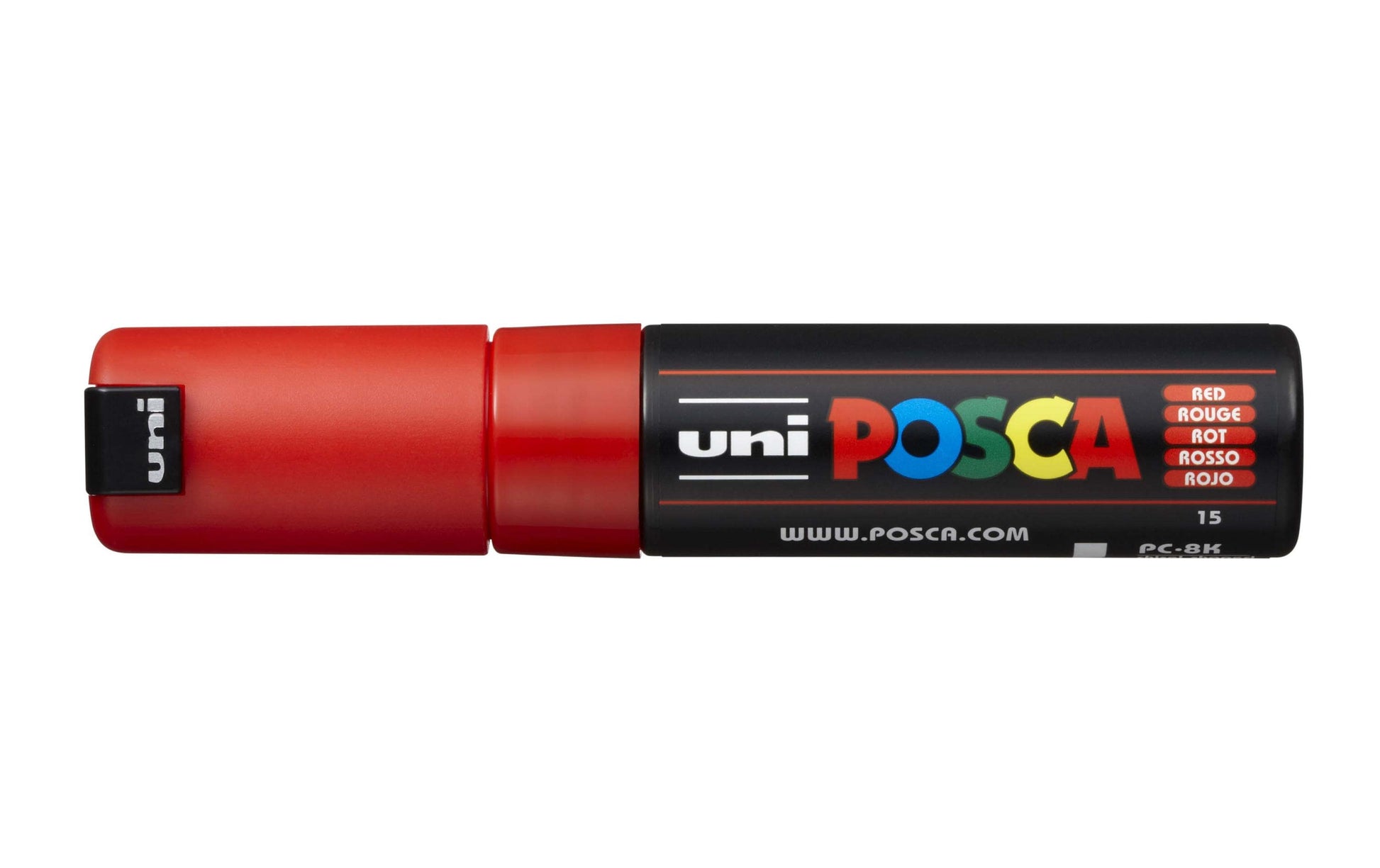 Uni-Ball POSCA Kreativ-/Pigmentmarker – Keilspitze 8 mm, rot, feucht abwischbar, deckend – für viele Oberflächen