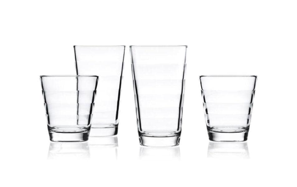 LEONARDO Onda Trinkglas – Glas, transparent, spülmaschinenfest, geriffelt, 12-teilig
