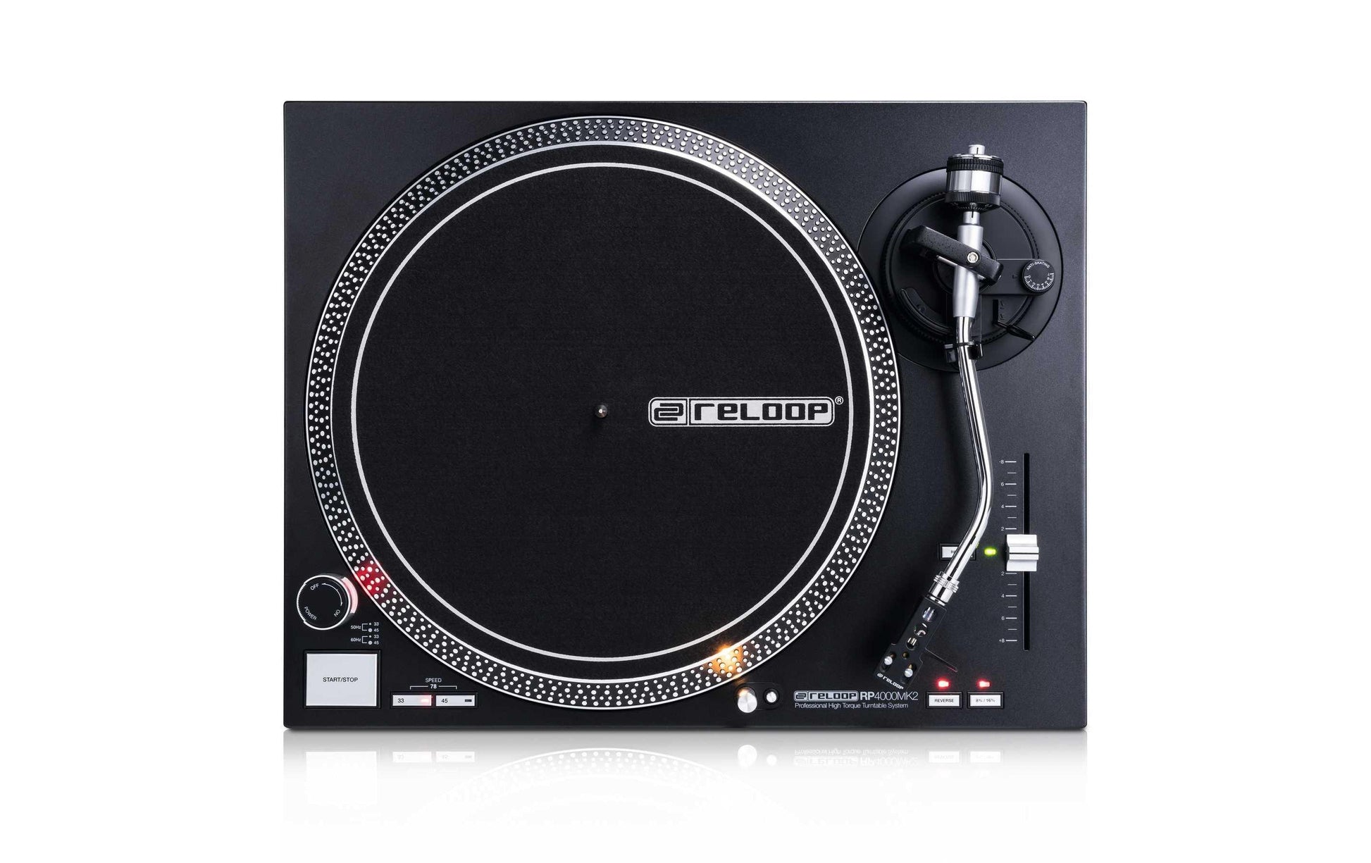 Reloop RP-4000MK2 – Plattenspieler (Direktantrieb, manuell), 33⅓/45/78, S-förmiger Tonarm – Schwarz