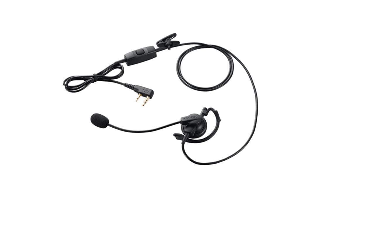 Kenwood KHS-35F – Schwanenhals-Mikrofon, Ohrbügel-Headset, kabelgebunden, PTT, 3,5 mm/2,5 mm, Schwarz, für TK-