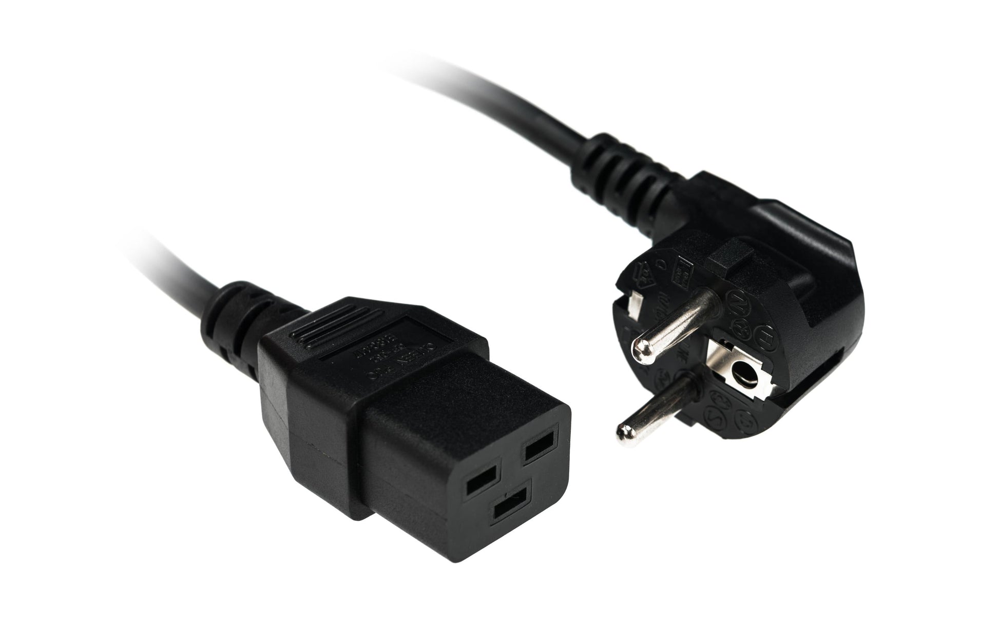 Diggelmann Netzkabel, Schuko auf C19-Koppler, abgewinkelt, 16 A, 2 m, Schwarz