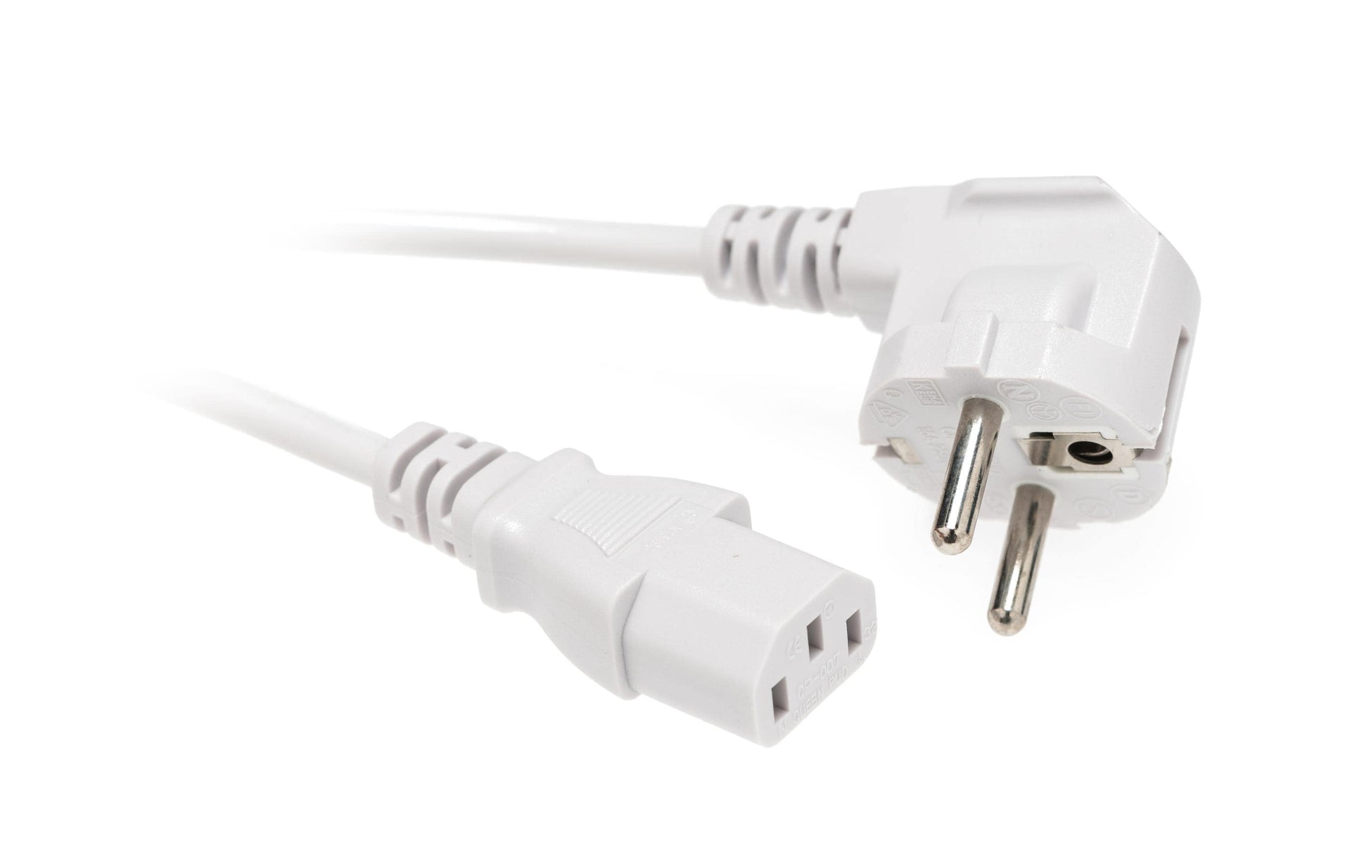 Diggelmann Netzkabel – Schuko (CEE 7/7, abgewinkelt) – IEC C13, 2 m, 10 A, weiss