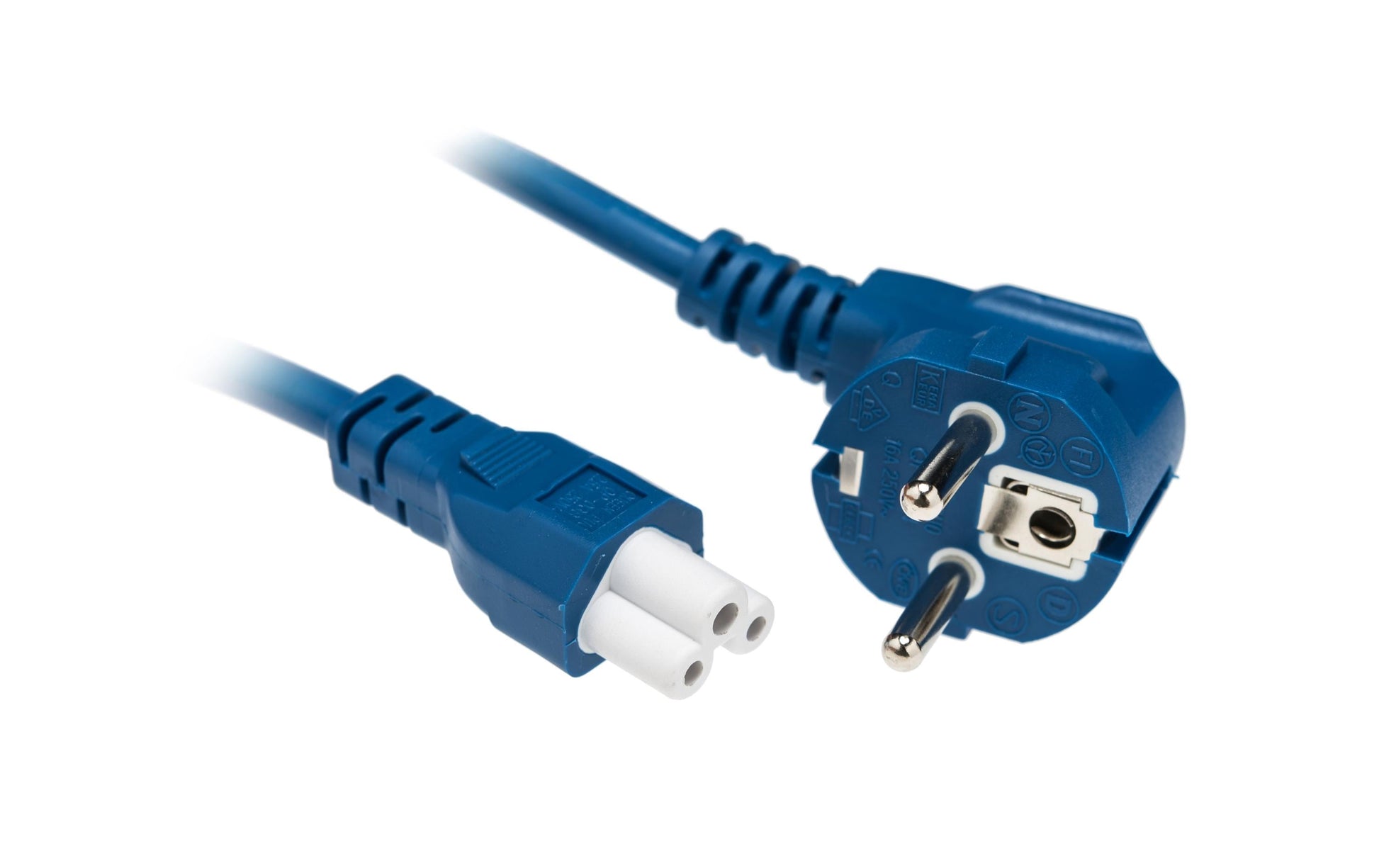 Diggelmann Netzkabel – Schuko (CEE 7/7, abgewinkelt) – IEC C5, 2 m, 2,5 A, blau
