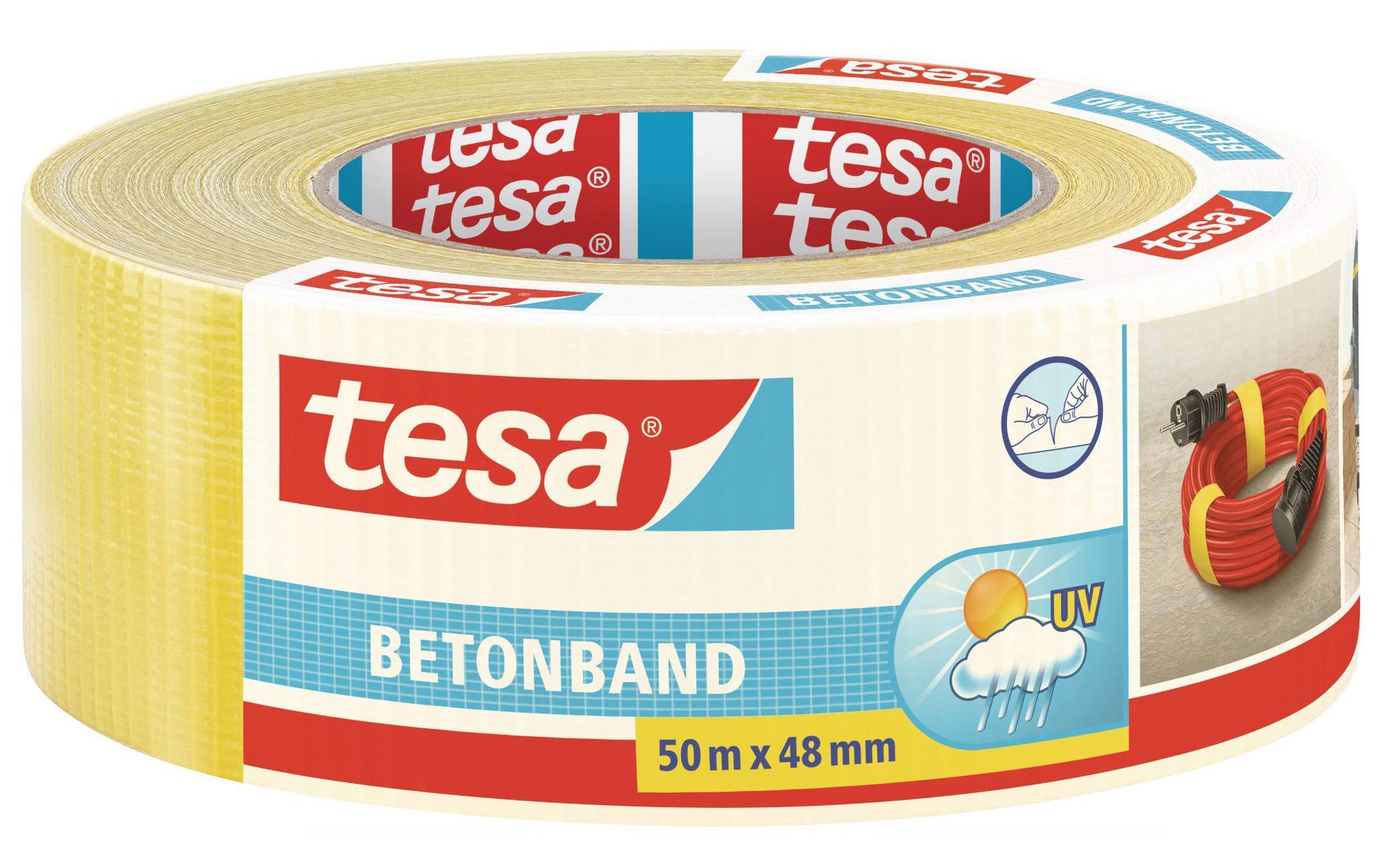 TESA Reparaturband – 50 mm × 50 m, gelb, wasserfest, hitzebeständig