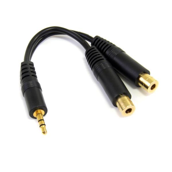 StarTech.com 3,5 mm Splitterkabel – 3,5 mm Klinke Stecker zu 2× 3,5 mm Klinke Buchsen – 0,15 m