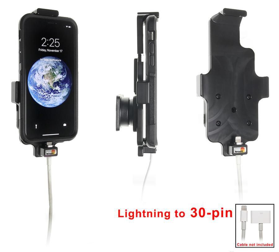 Brodit Auto-Halterung – Schraubbefestigung, bis 78 mm, für iPhone X, iPhone Xs, Schwarz
