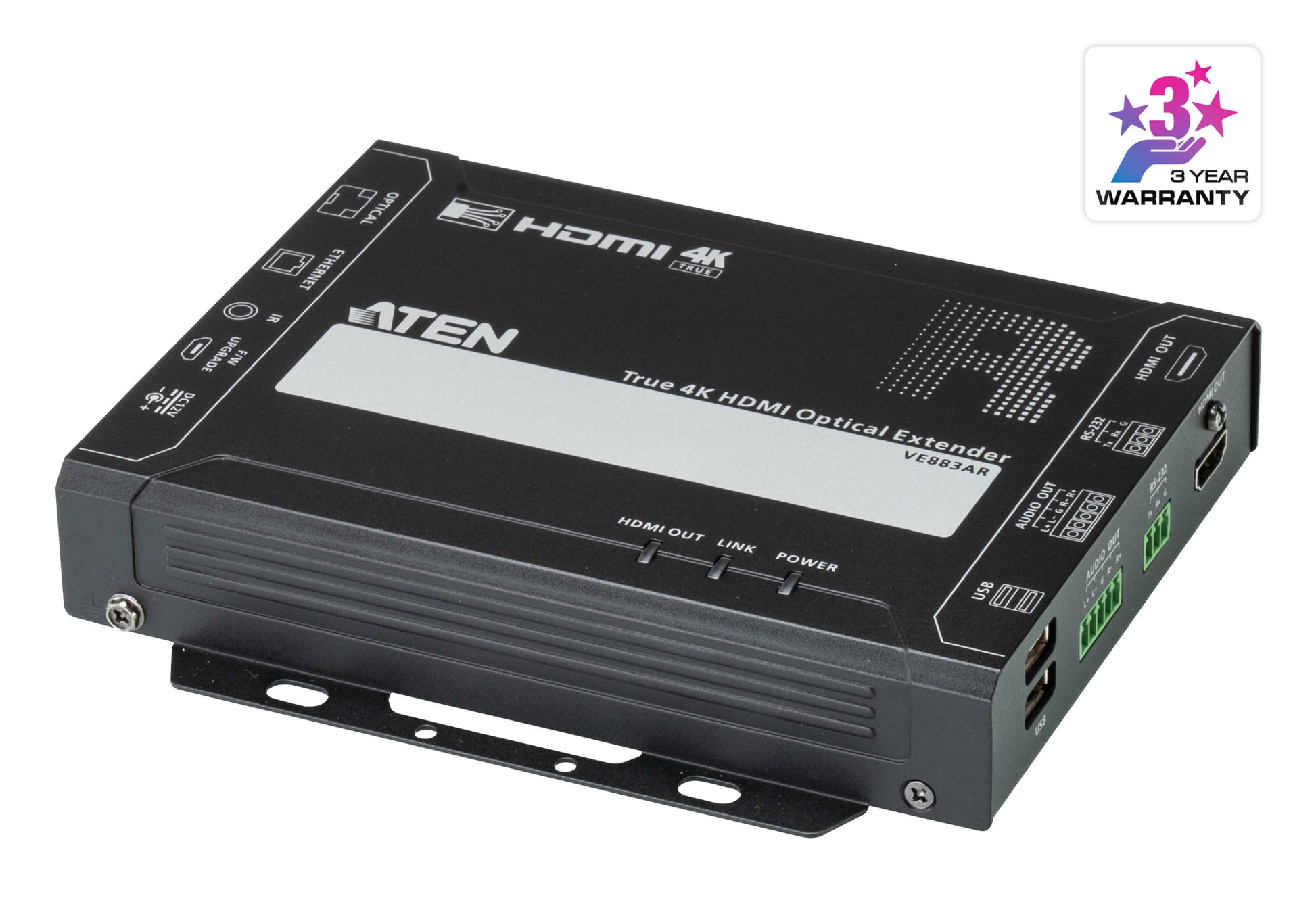 ATEN VE883ARK2 – HDMI-Empfänger (RX), über Glasfaser, 4K@60 Hz, 10 km, IR/RS-232, HDCP 2.2