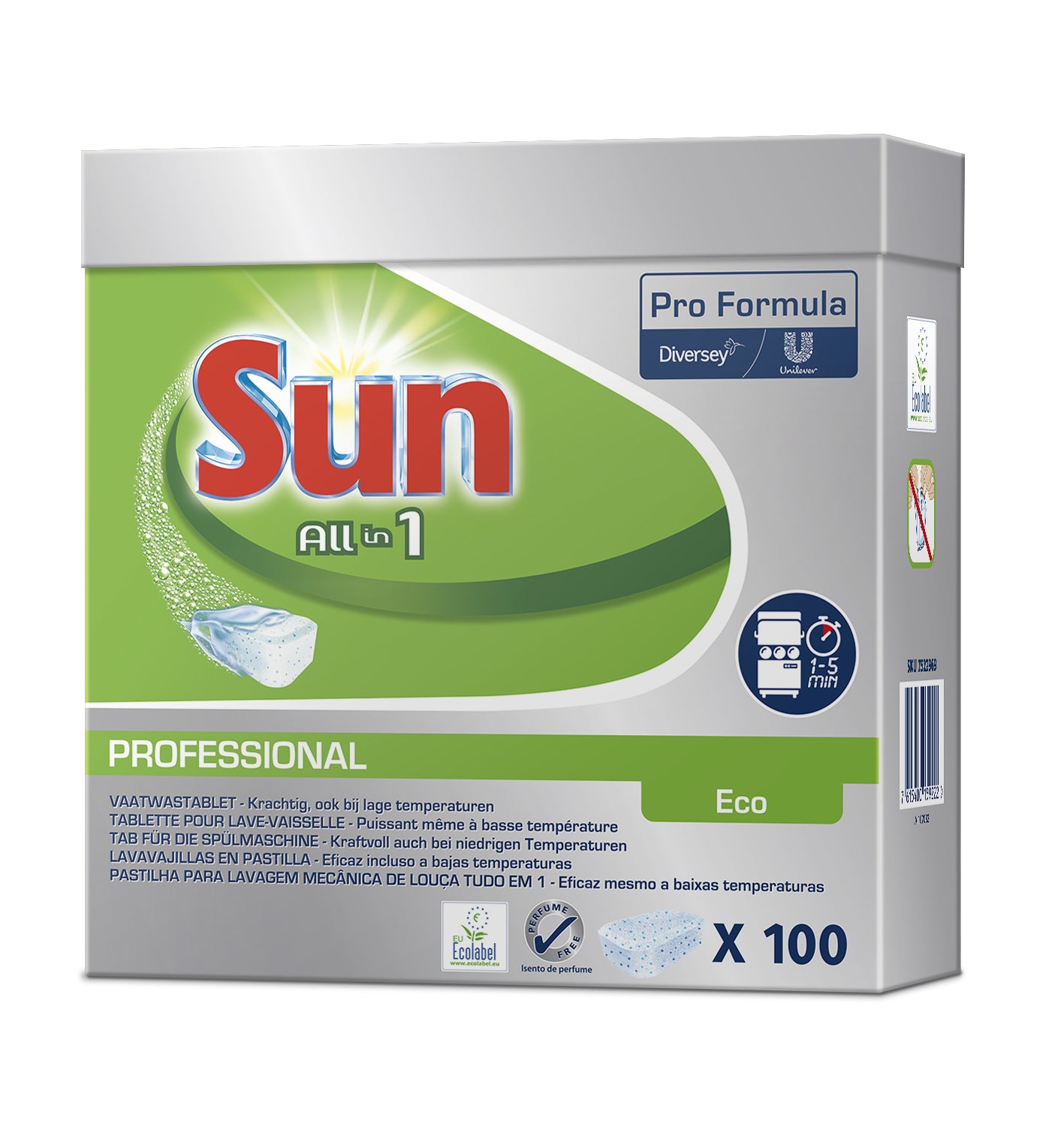 Sun Pro Formula All-in-1 Spülmaschinentabs Eco Professional Duftneutral – für Geschirrspüler – 100 Tabs