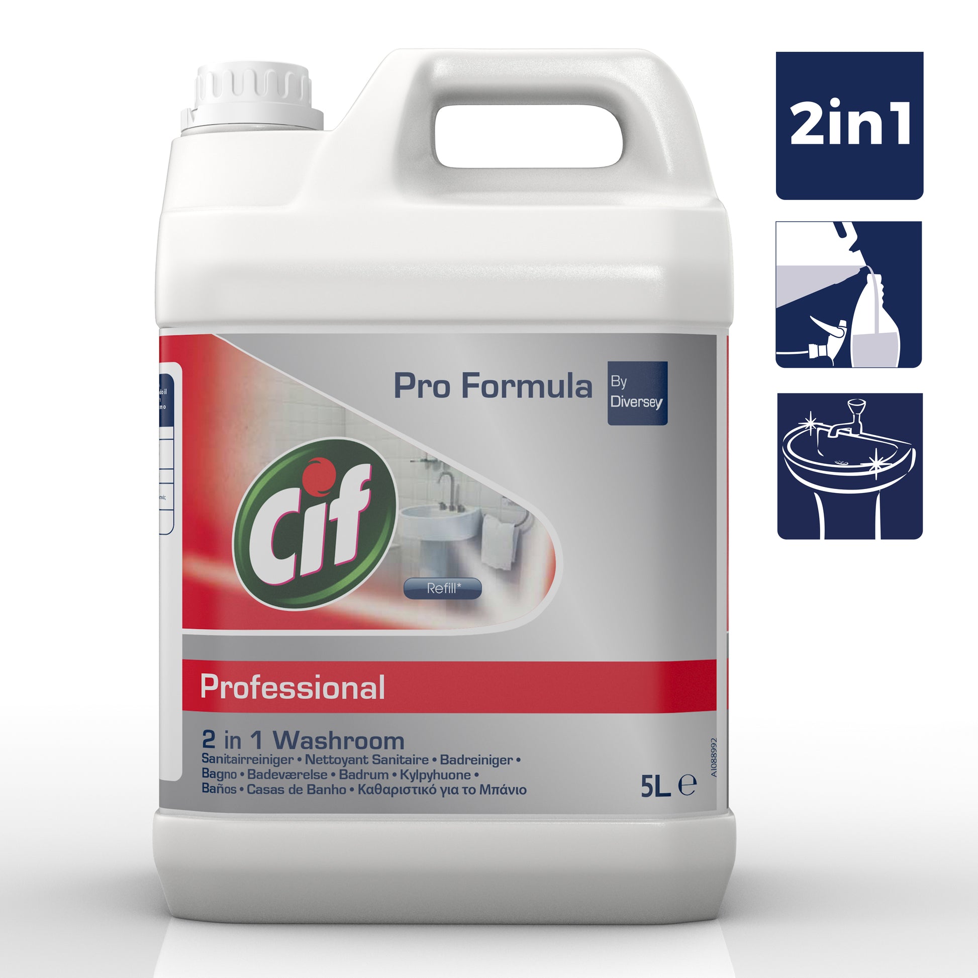 Cif Pro Formula Bad-/Kalkreiniger für WC, Badewanne, Armaturen – Flüssigkeit, Kanister – 5 l