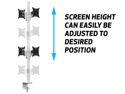 Multibrackets MB Monhalt Office 5594 – Monitorhalterung, Quad, bis 30", VESA 75 × 75 mm, 8 kg, drehbar, weiss
