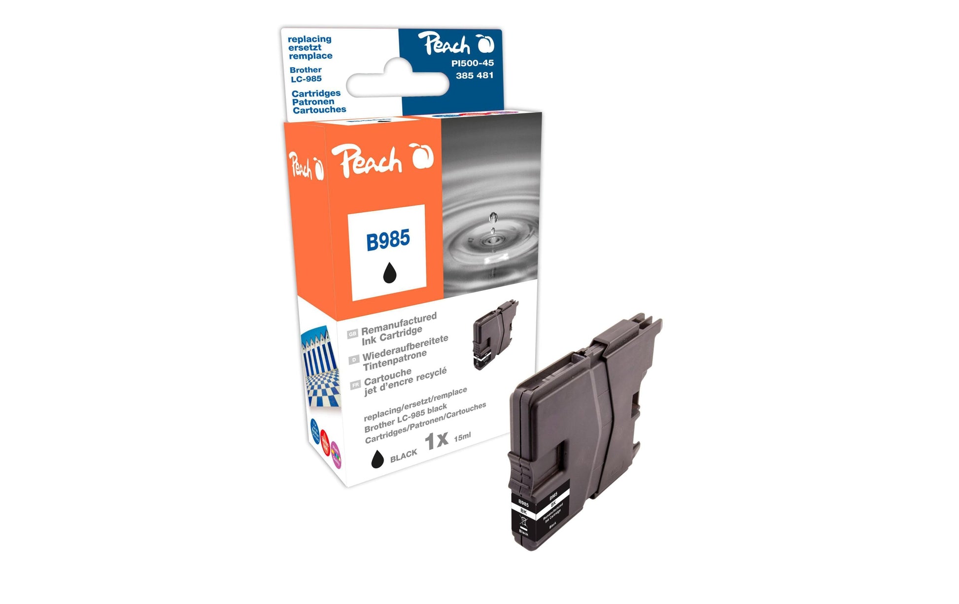 Peach LC-985XL Schwarz Tintenpatrone (Kompatibel) – 655 Seiten – für Brother
