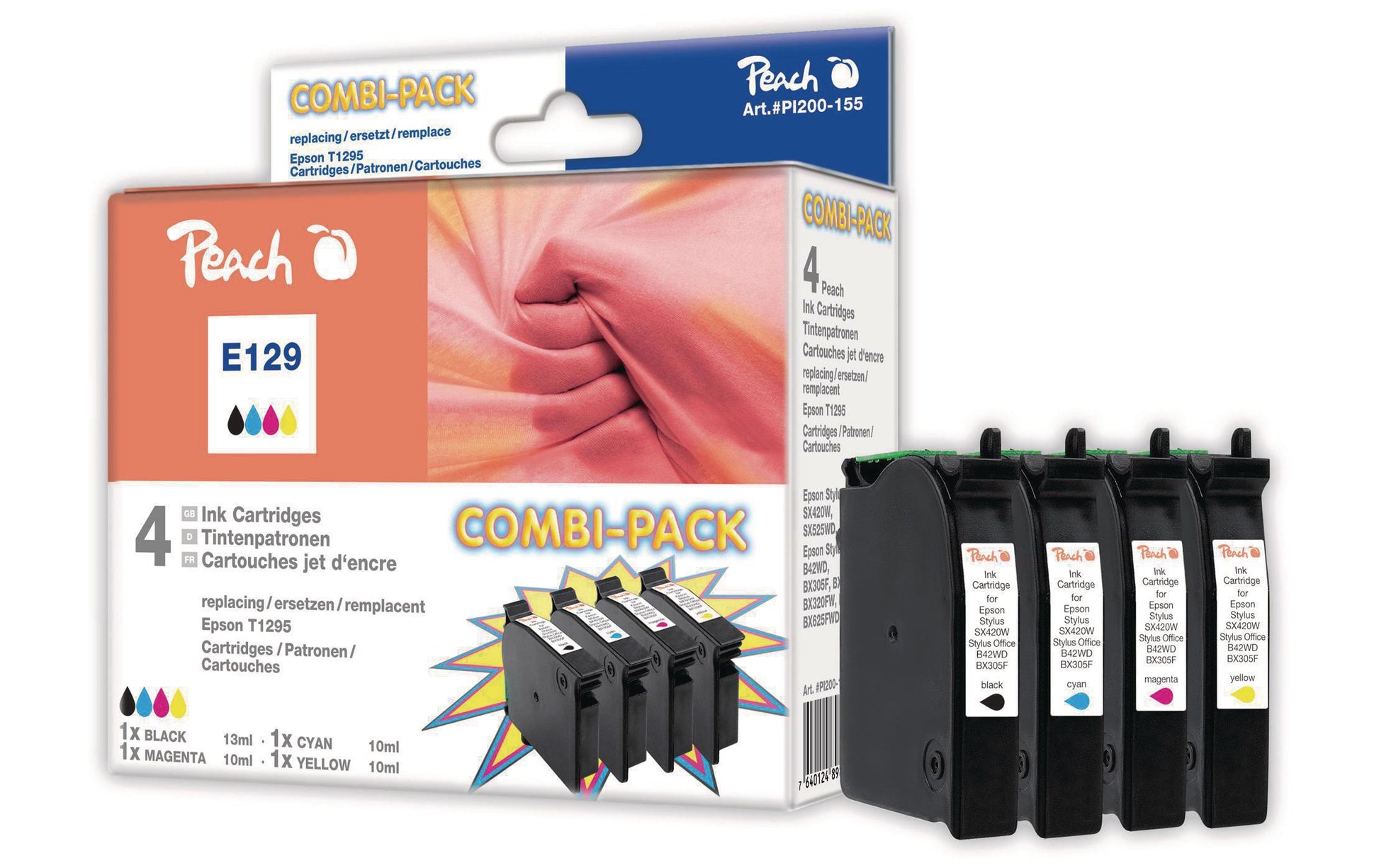 Peach T1294 Tintenpatronen-Multipack, Schwarz/Cyan/Magenta/Gelb (Kompatibel) – für Epson WF-3010/3520/7515