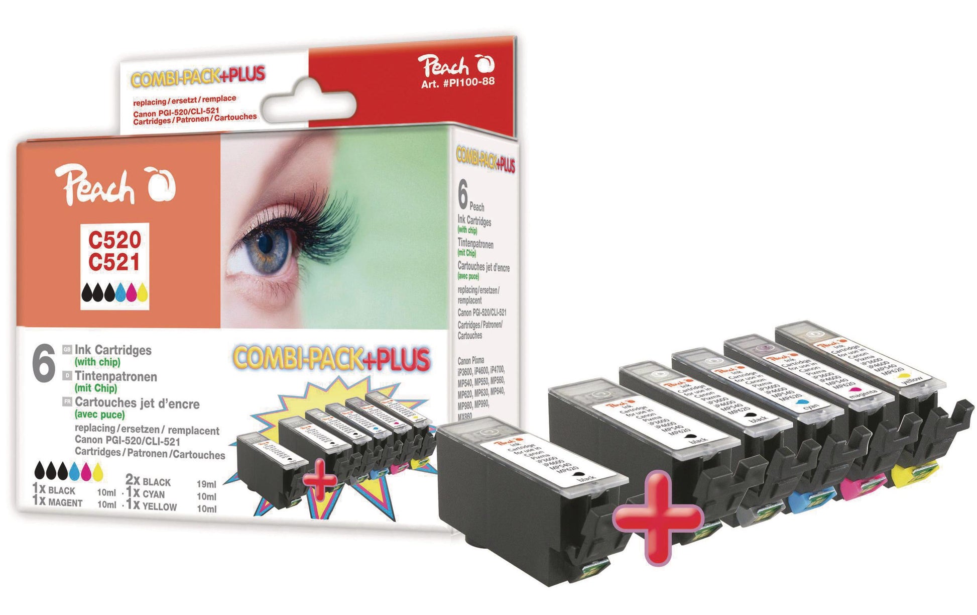 Peach C520/C521 Tintenpatronen-Multipack, 7er-Set (Kompatibel)