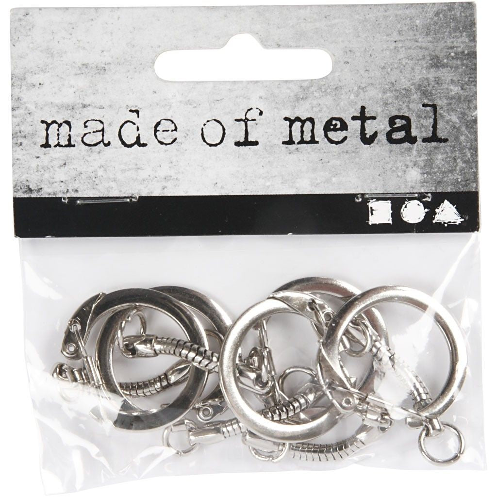 Creativ Company Schlüsselring – Metall, Silber, Ø 23 mm, 5er-Pack