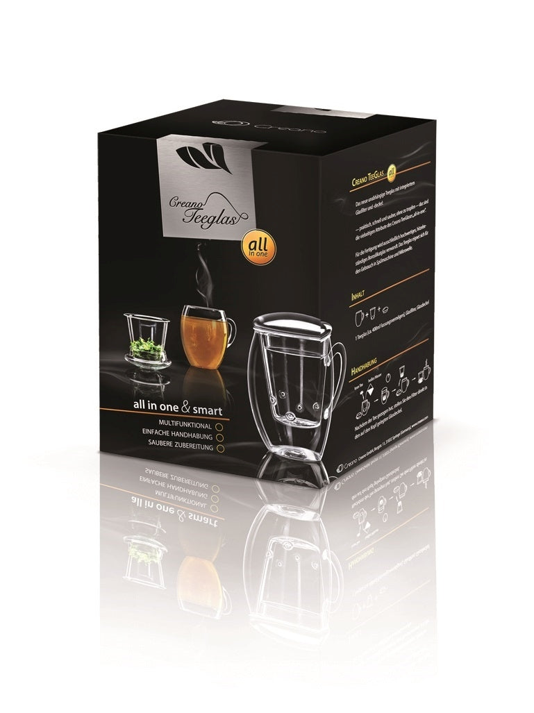 Creano Teeglas – 3er Set, 400 ml, Borosilikatglas, Transparent, mit Henkel, spülmaschinenfest
