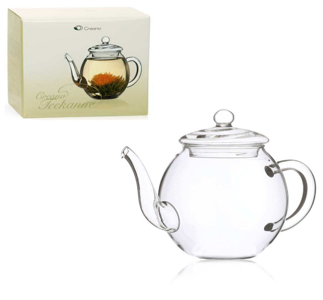 Creano Teekanne – 500 ml, 11,0 × 14,0 × 15,5 cm, Borosilikatglas, mit Glasdeckel, hitzebeständig