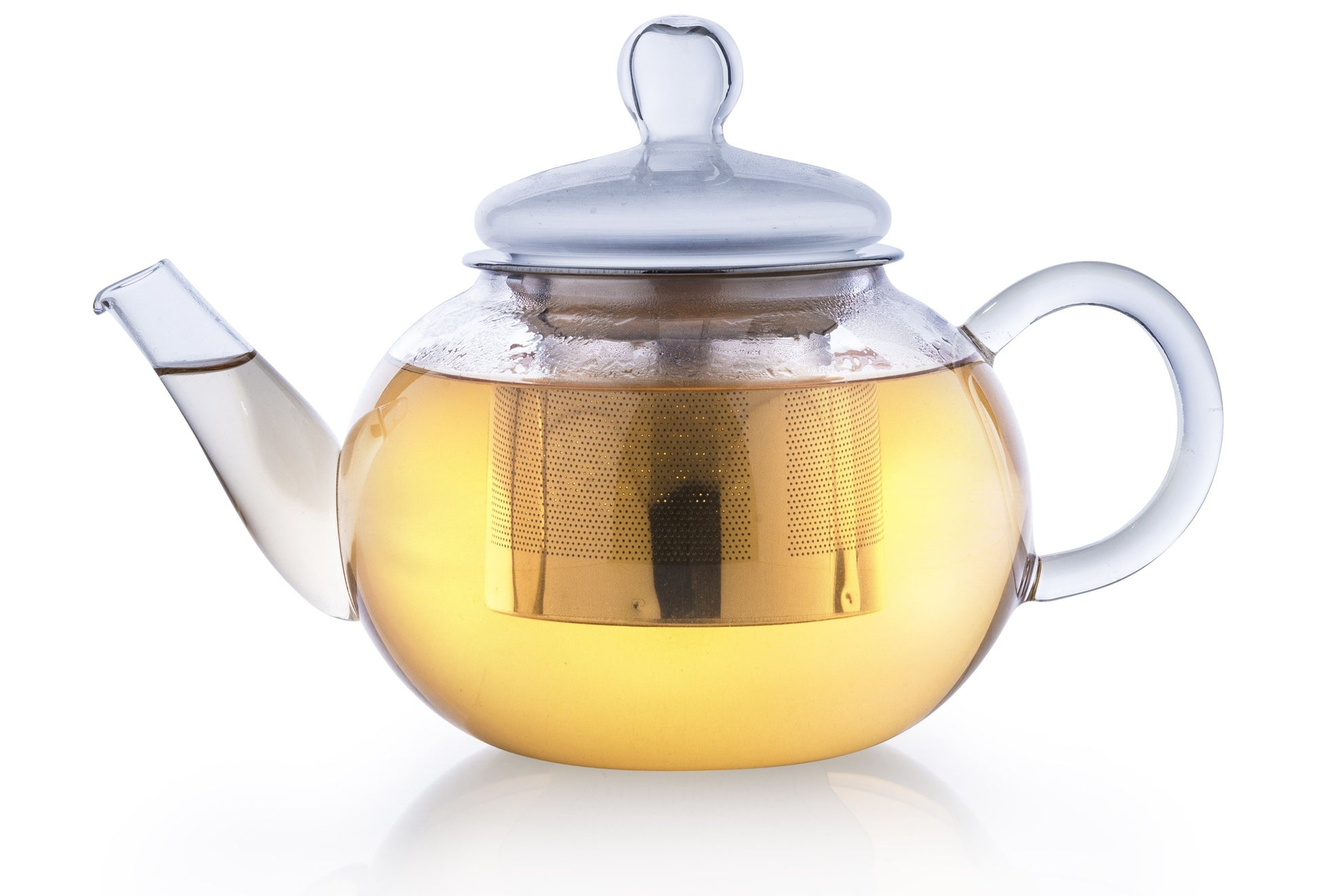 Creano Teekanne – 800 ml, Borosilikatglas, transparent, mit Glasdeckel, Edelstahlfilter, spülmaschinenfest