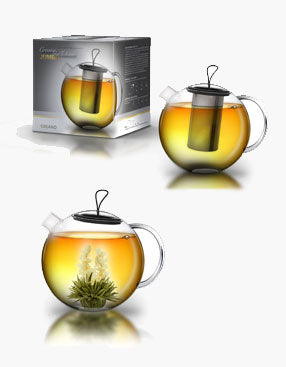 Creano Teekanne – 3-teiliges Set, 1,5 l, Borosilikatglas, transparent, mit Deckel, Edelstahlfilter