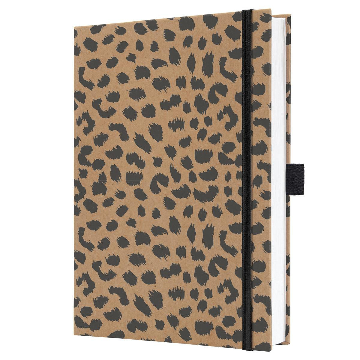 JOLIE Notizbuch – A5 – 96 Blatt – 100 g/m² – Hardcover, Gummiband, Stiftschlaufe – Schwarz/Braun – FSC