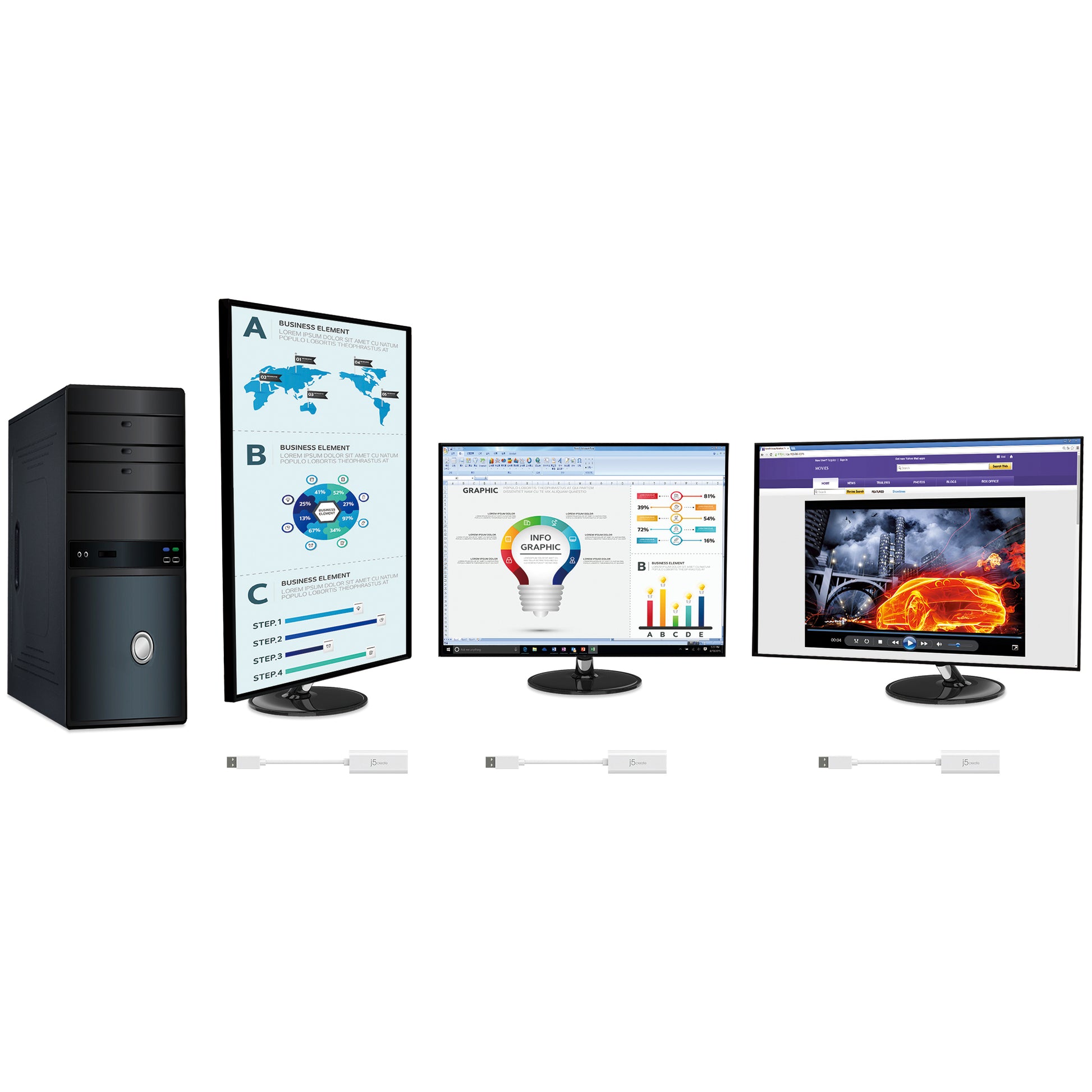 j5create JUA254-N Multi-Monitor-Adapter USB-A zu HDMI – 2048 × 1152, 0,08 m, USB 3.2 Gen 1 (5 Gbit/s)
