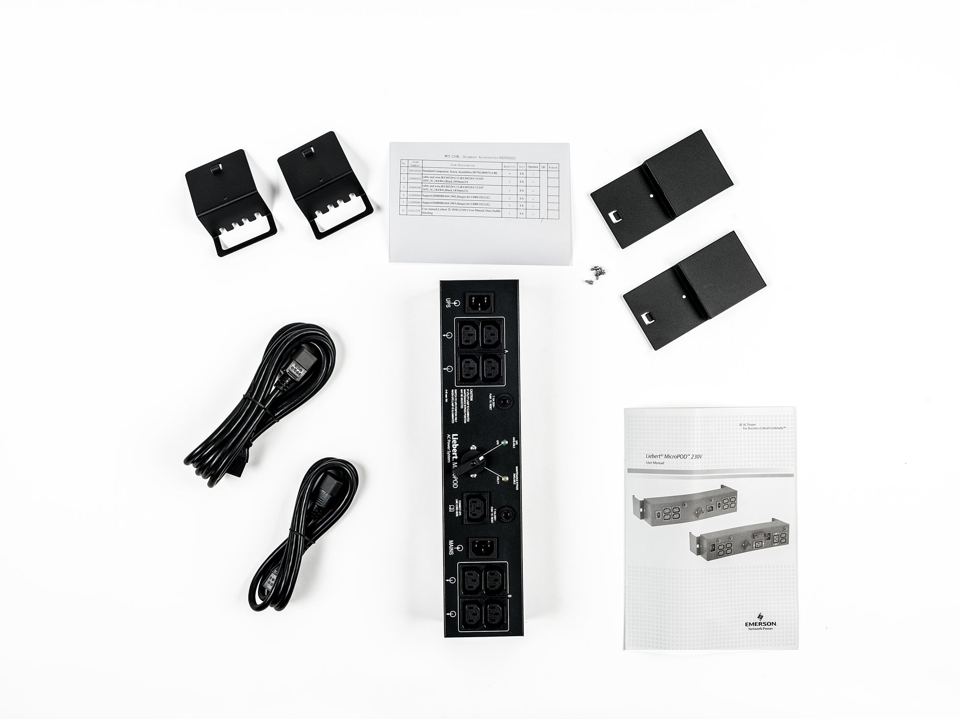 Vertiv Liebert MP2-210K Bypass-PDU – 2U horizontal – C13×4, Eingang IEC C14 – für PSI/PSI‑XR/GXT3/4