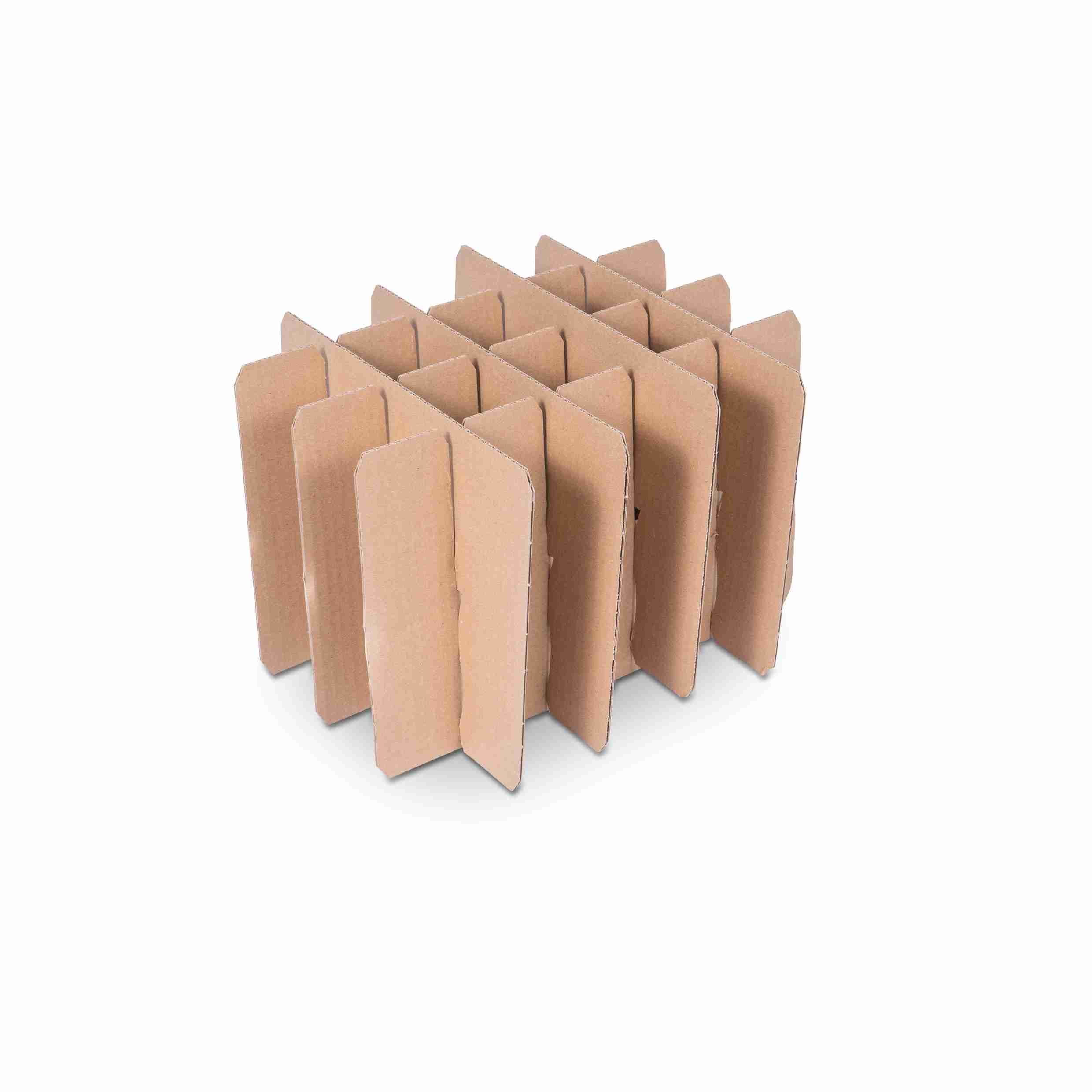 Einlagekarton – für 20 Flaschen, H ≤ 190 mm, Ø ≤ 56 mm – 190 × 237 mm – Karton – braun – 1 Stk., ab 20 Stk.