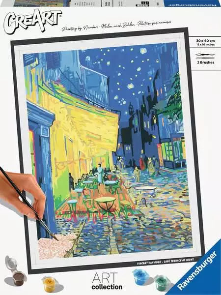 Ravensburger Malen-nach-Zahlen-Set – Café Terrace at Night (Vincent van Gogh) – 30 × 40 cm – ab 12 Jahren