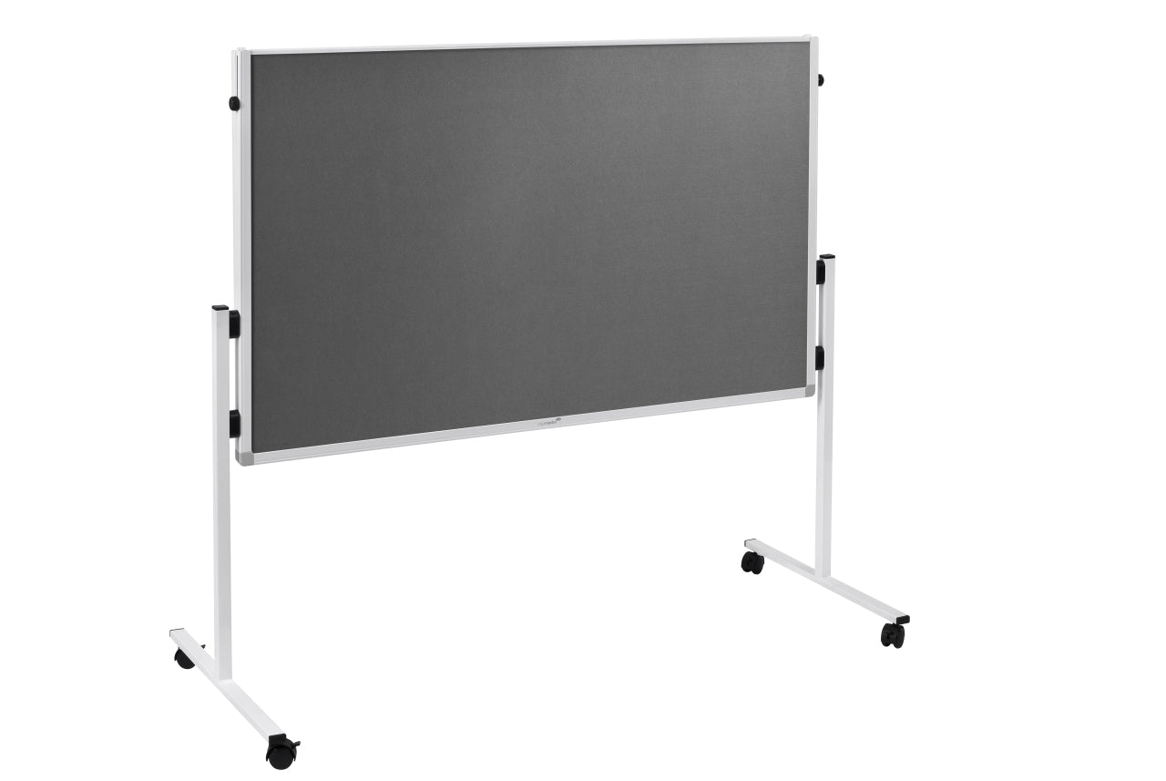 Legamaster Moderationswand – Filz, mit Rollen, doppelseitig – 120 × 150 cm – Grau, Alurahmen