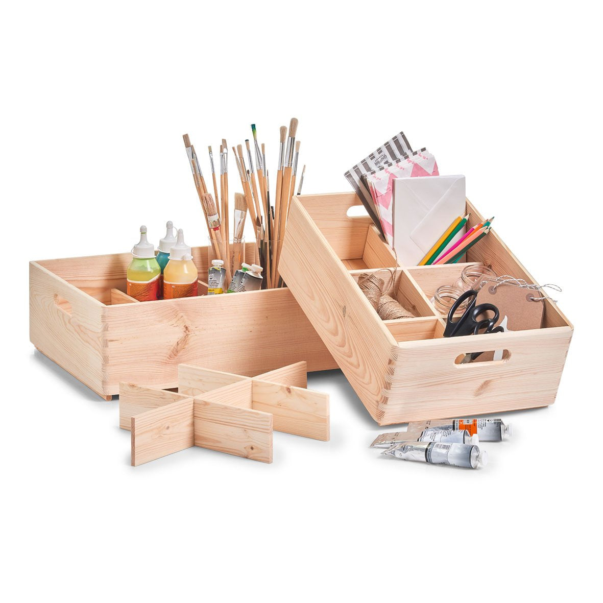 Zeller Present Aufbewahrungsbox ohne Deckel – Kiefernholz – Braun – mit Griff – 400 × 240 × 600 mm