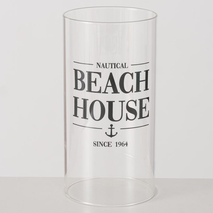 Boltze Windlicht – Glas & Stein, transparent – Ø 10 × 23,5 cm