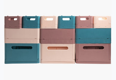 Exacompta Skandi Aufbewahrungsbox A4+ – klappbar, stapelbar, 375 × 40 × 275 mm, hellrosa, Kunststoff