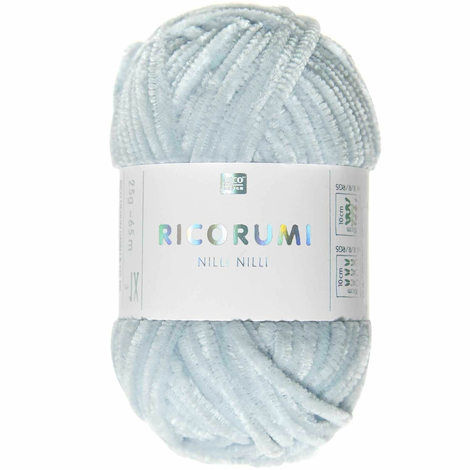 Rico Design Ricorumi Nilli Nilli Garn Hellblau – 25 g, 65 m, 100% Polyester, Nadel 3 mm, 1 Stk.