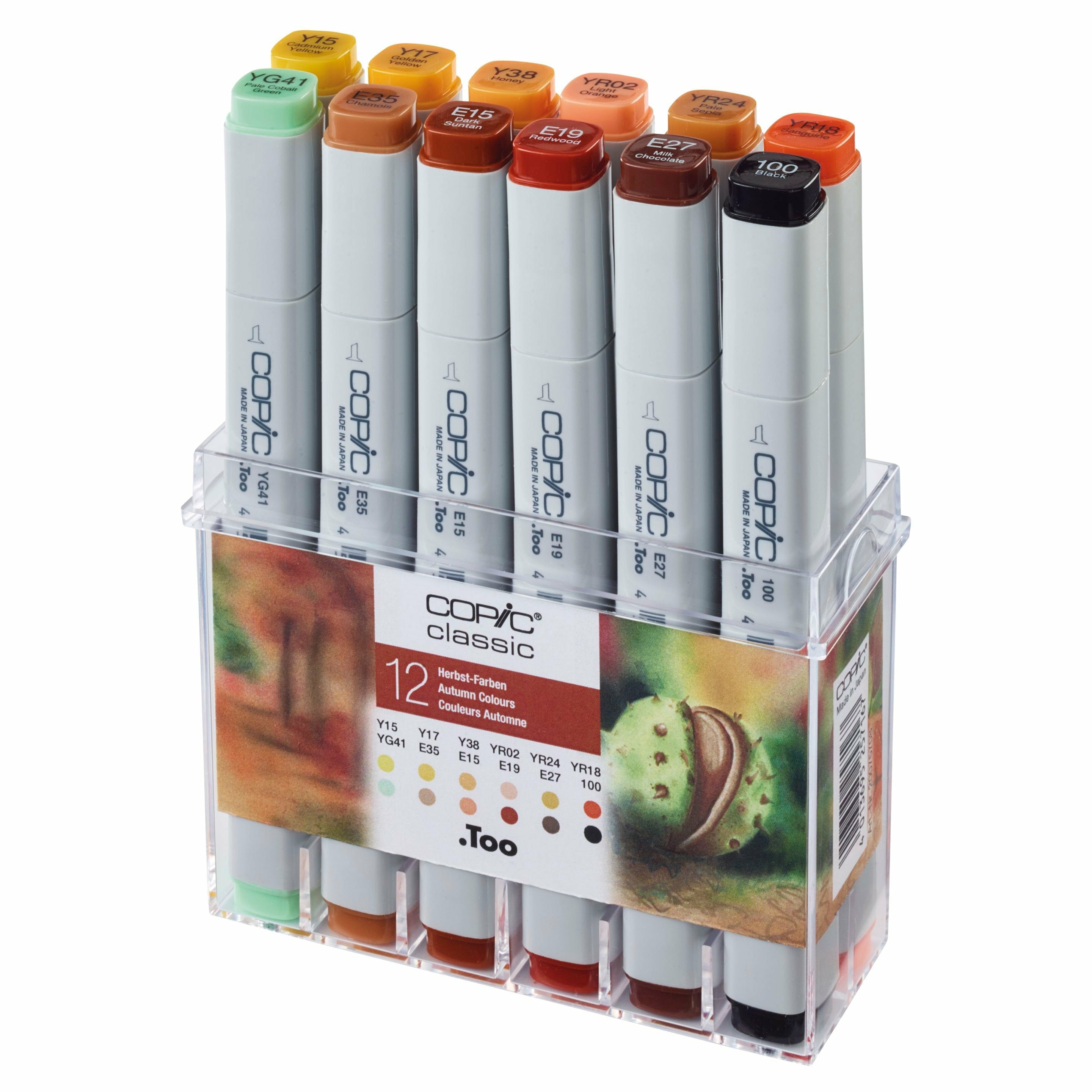 Copic Classic Marker – Duo-Spitze Meissel/Feinspitze, Mehrfarbig, 12er Set