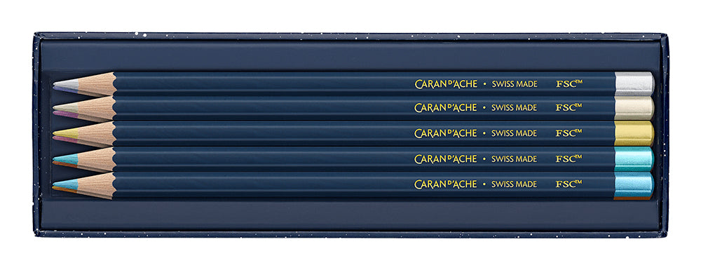 Caran d-Ache Caran d'Ache Farbstifte Cosmic Blue Limited Edition – 10 Metallic-Farben, im Kartonetui, Ø 3 mm