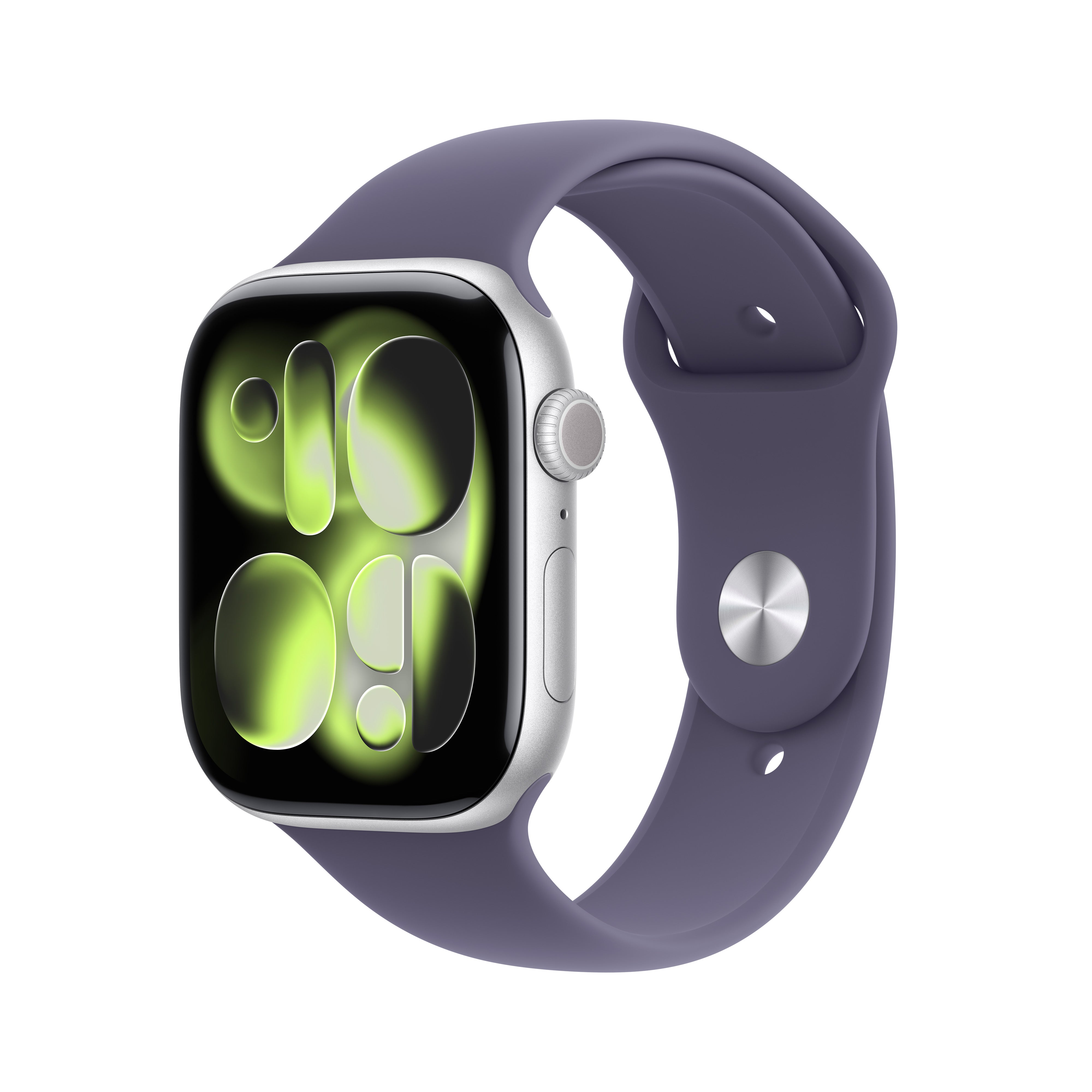 Apple Watch Series 11 46 mm GPS – Aluminium Silber, Sportarmband, Purple Fog, S/M, 50 m, für iPhone