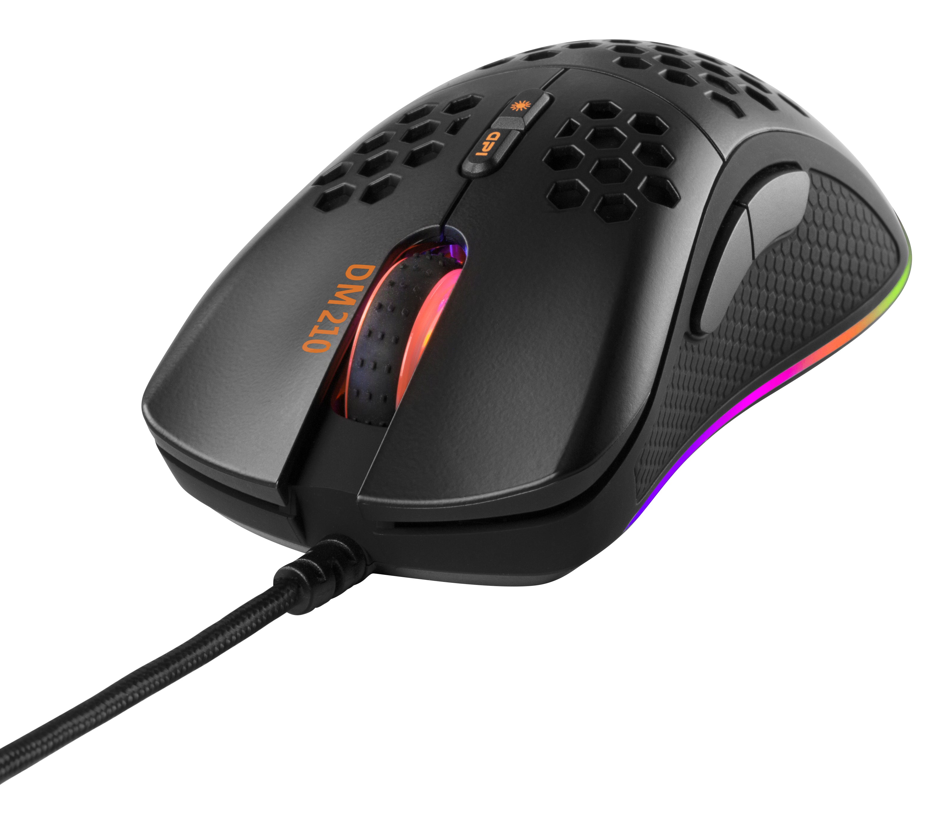 Deltaco Gaming DM210 RGB – Gaming-Maus – Kabelgebunden (USB-A), 6400 DPI, Rechtshänder, Schwarz