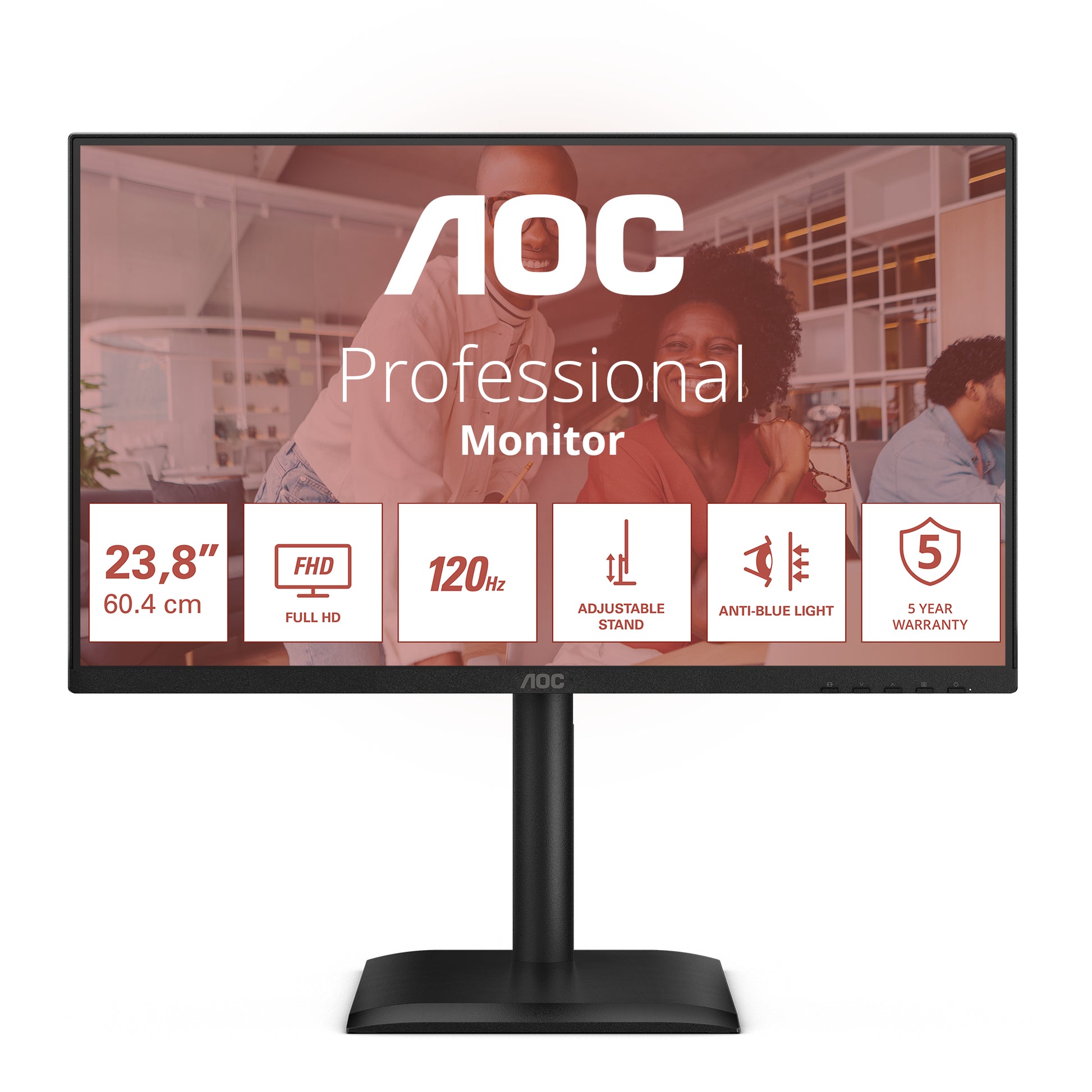 AOC 24E4CV – Monitor, 23,8", IPS, 120 Hz, 300 cd/m², USB-C, Daisy Chain, VESA 100 × 100, Schwarz
