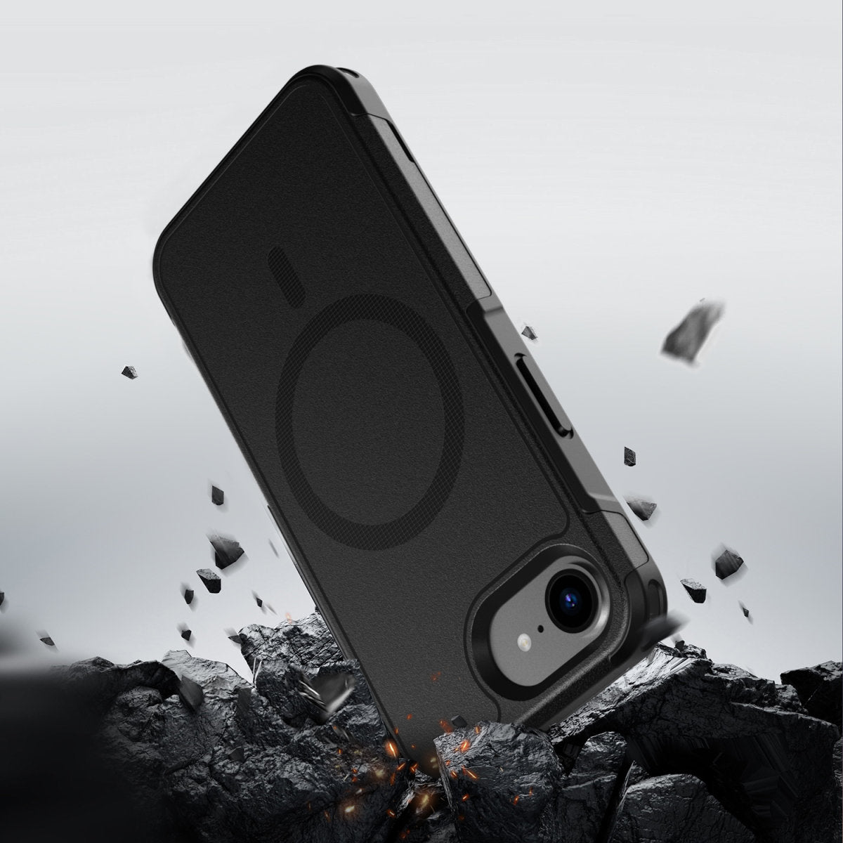 4smarts Defend Backcover – für Apple iPhone 16e, MagSafe, PC+TPU, Schwarz, bis 1,2 m Sturzsicher