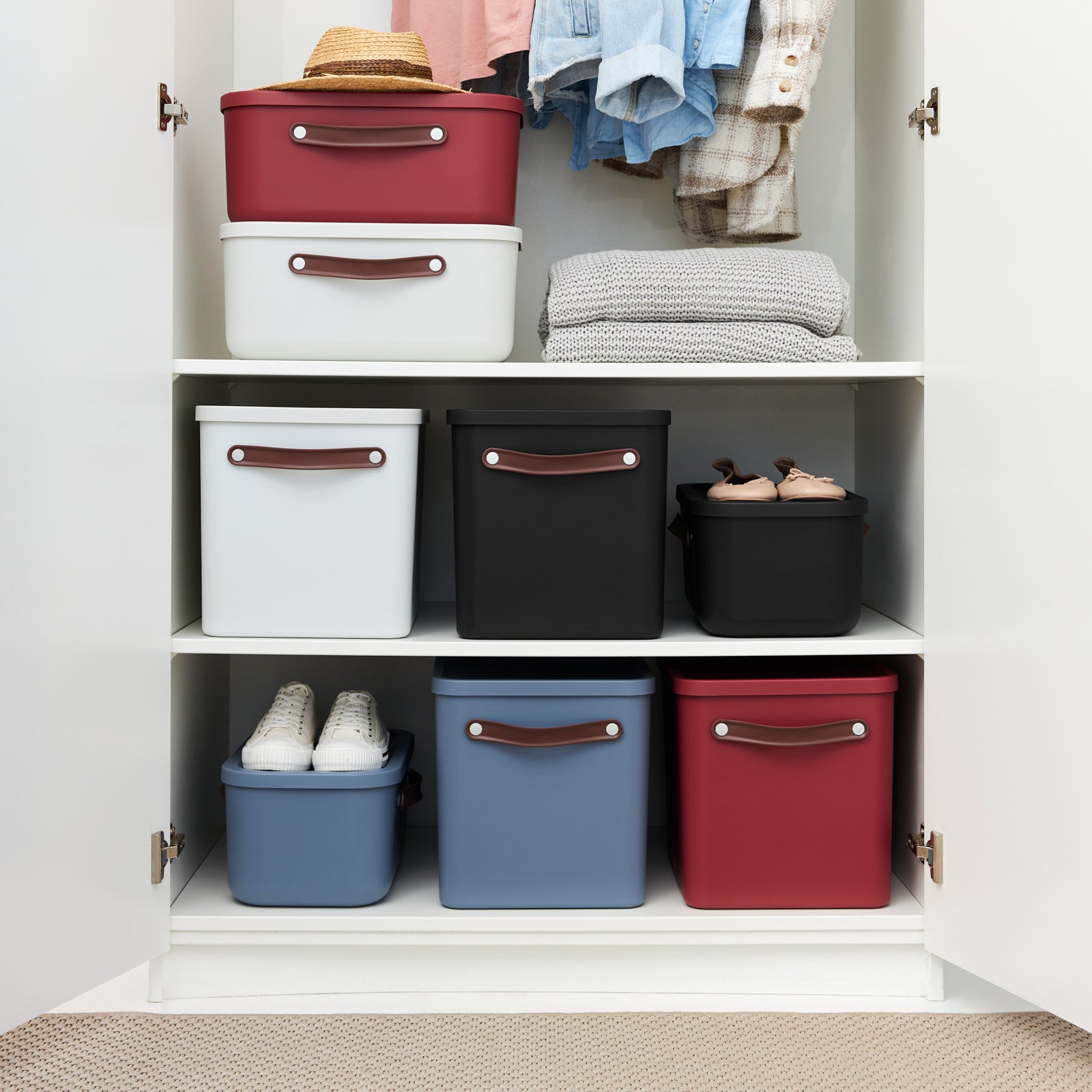 Rotho MALOJA Aufbewahrungsbox 27 l (mit Deckel) – Kunststoff – Weiss – für C4 – 290 × 295 × 400 mm