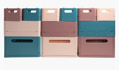 Exacompta Aufbewahrungsbox B 375 × H 163 × T 275 mm – für A4+, zusammenklappbar, mit Tragegriff, blau