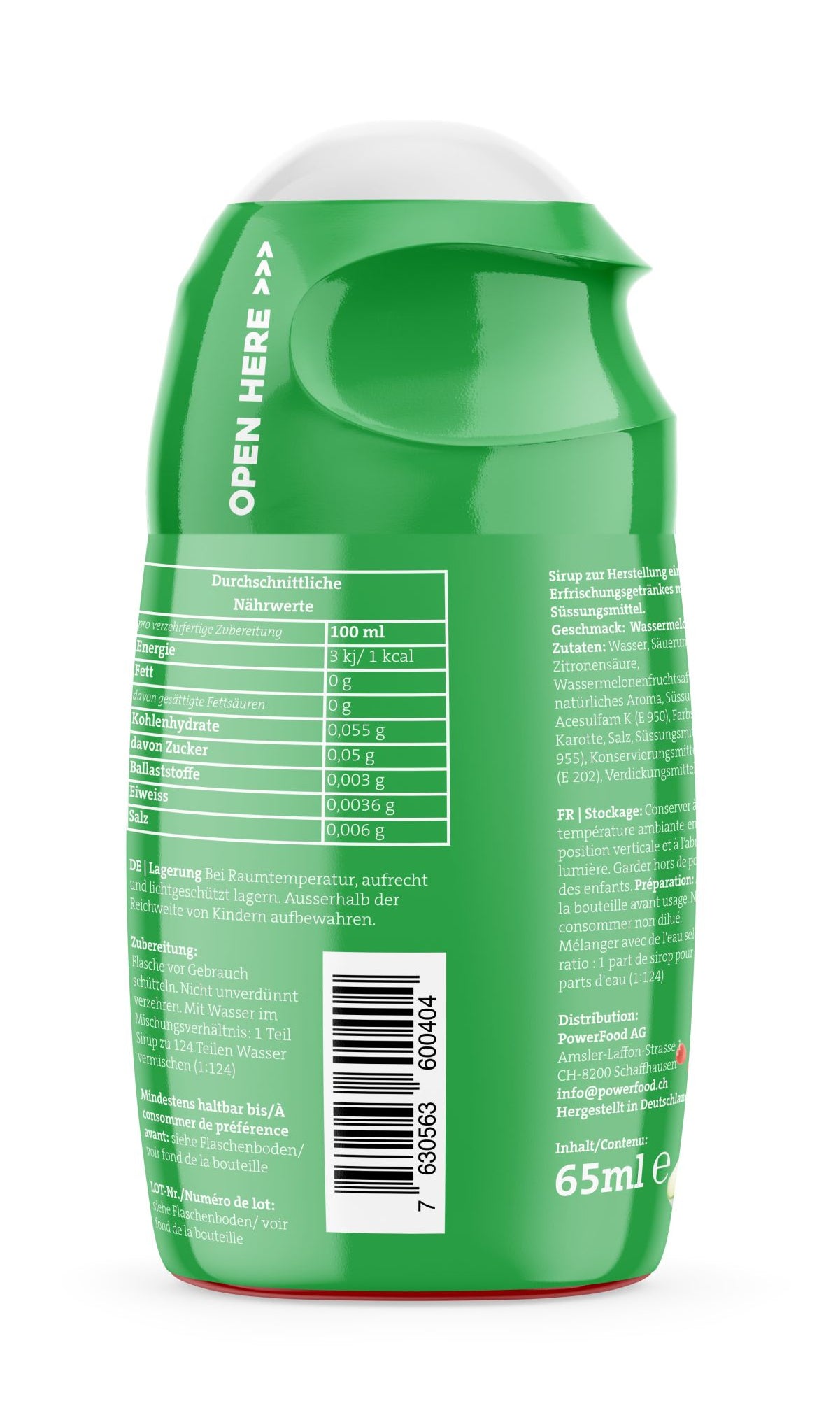 PowerFood Sirup Zero, Wassermelone – 65 ml
