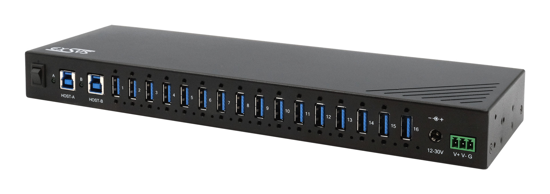 EXSYS EX-11236HMS USB-Hub – USB-B, 16× USB-A, 120 W PD, für Windows