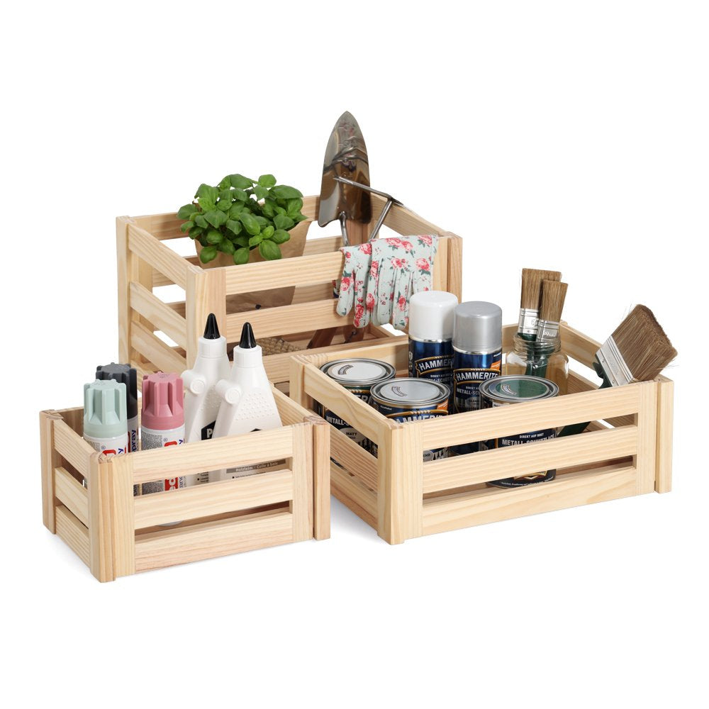 Zeller Present Aufbewahrungsbox ohne Deckel – Kiefernholz – Braun – 300 × 150 × 400 mm – Set 6 Stück